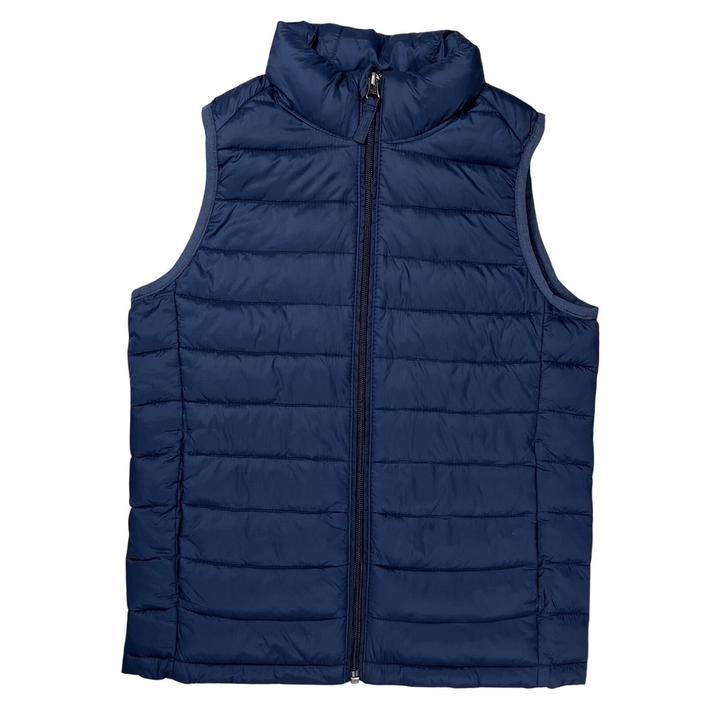 Amazon Essentials Youth Blue Puffer Vest Sz 8 Medium Full Zip Pockets‎ Nylon